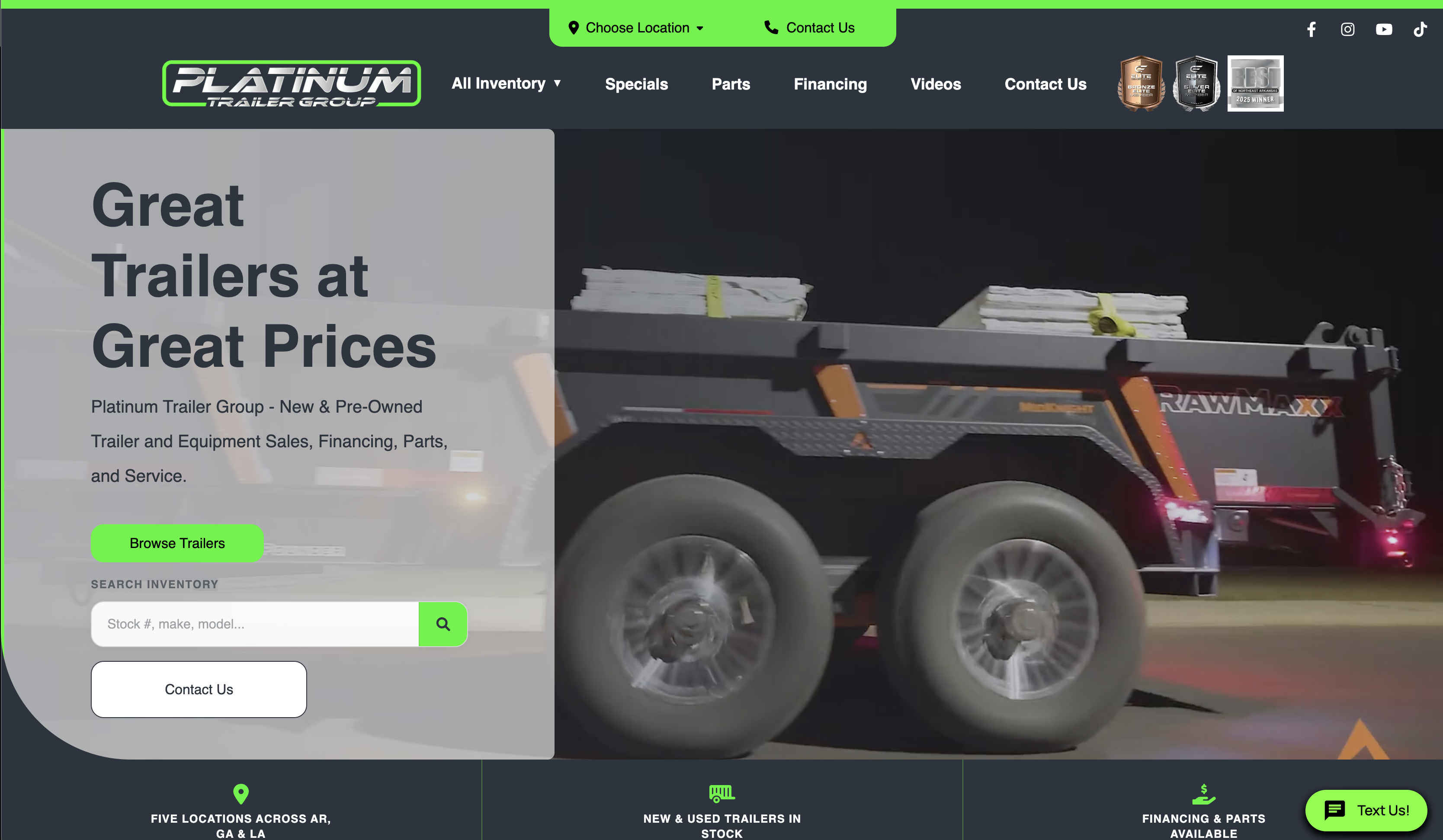 Platinum Trailer Group website example